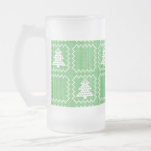 Taza De Cristal Esmerilado Acogedor patrón de suéter feo de árbol de Navidad
