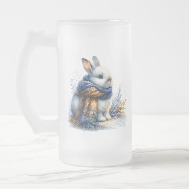 Taza De Cristal Esmerilado Acogedores Deseos De Invierno Al Conejo Especial D (Izquierda)