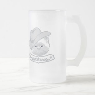 Taza De Cristal Esmerilado Actitud - gato vaquero