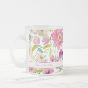 Taza De Cristal Esmerilado Acuarela Boho Pastel