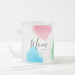 Taza De Cristal Esmerilado acuarela de año establecido de mamá personalizada