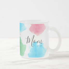 Taza De Cristal Esmerilado acuarela de año establecido de mamá personalizada