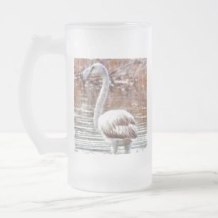 Taza De Cristal Esmerilado Acuarela Flamingo Exótico
