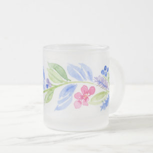 Taza De Cristal Esmerilado Acuarela Florales Pastel