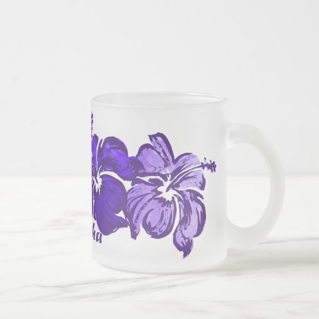 Taza De Cristal Esmerilado Acuarela Hibiscus Mug (Derecha)