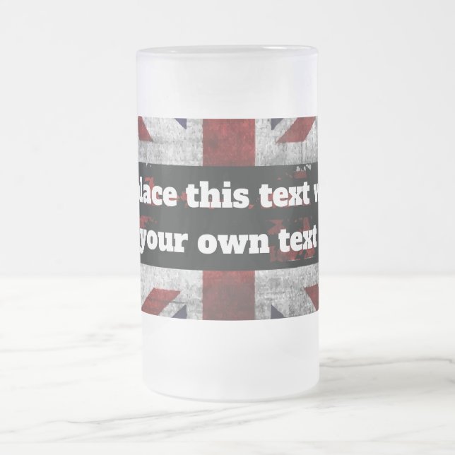 Taza De Cristal Esmerilado Add text on English flag Throw Pillow (Centro)