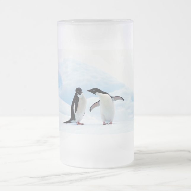 Taza De Cristal Esmerilado Adelie Penguins (Centro)