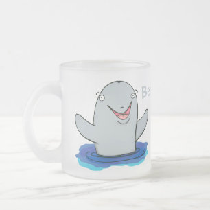 Taza De Cristal Esmerilado Adorable feliz ilustracion personalizado de marsop