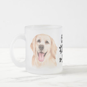 Taza De Cristal Esmerilado Adorable Madre Retriever Dorado Amor Cachorro Perr