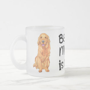 Taza De Cristal Esmerilado Adorable Madre Retriever Dorado Amor Cachorro Perr
