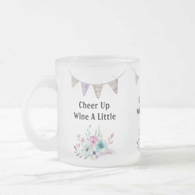 Taza De Cristal Esmerilado Adorables Curioso Vino Un Poco (Izquierda)