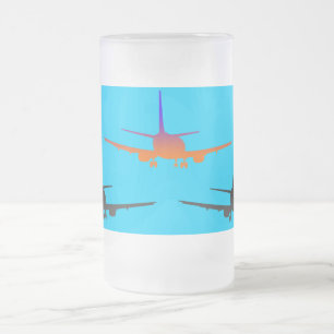Taza De Cristal Esmerilado Aeronaves desembarcando Escarcha de vidrio escarpa