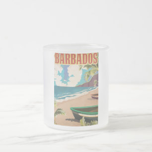 Taza De Cristal Esmerilado Afiche de viajes de Barbados
