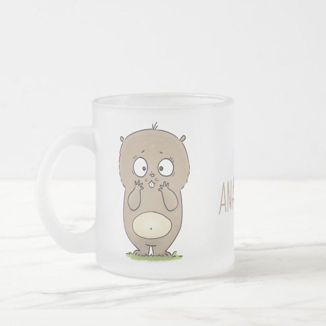 Taza De Cristal Esmerilado Afortunadamente adorable personalizado de hámster  (Izquierda)