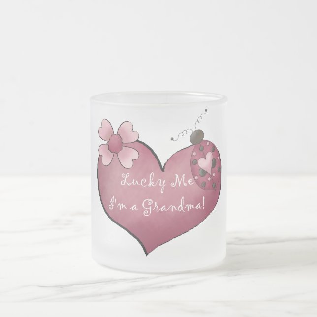 Taza De Cristal Esmerilado Afortunadamente soy una abuela camisetas y regalos (Centro)