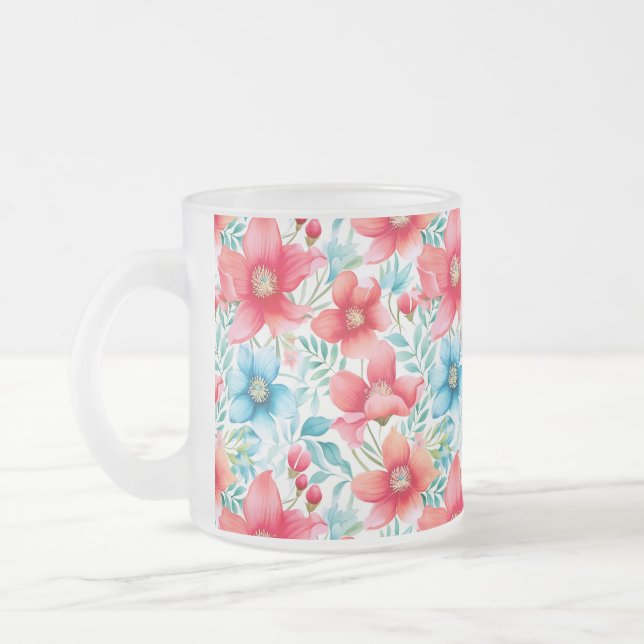 Taza De Cristal Esmerilado Agradable Bouquet Ranya Pattern-65292 (Izquierda)