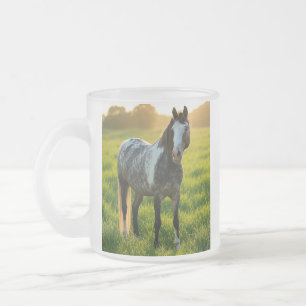 Taza De Cristal Esmerilado Agregar Foto de Caballo Personalizar