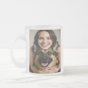 Taza De Cristal Esmerilado Agregar foto de Pastor Alemán Personalizar