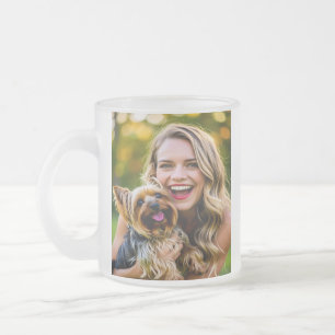Taza De Cristal Esmerilado Agregar foto de Yorkshire Terrier Personalizar