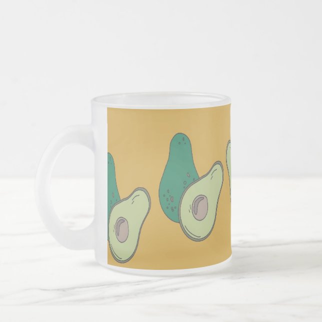 Taza De Cristal Esmerilado aguacate verde sobre el marrón (Izquierda)