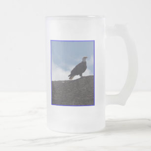 Taza De Cristal Esmerilado Águila calva en terreno alto #2