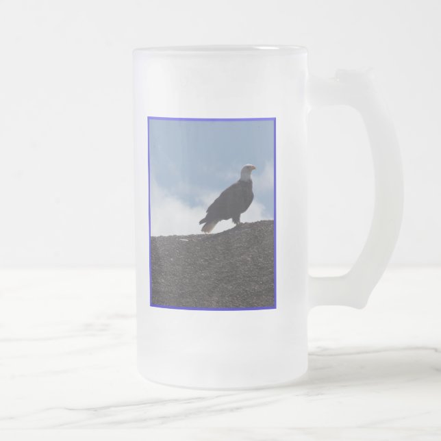 Taza De Cristal Esmerilado Águila calva en terreno alto #2 (Derecha)