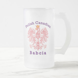 Taza De Cristal Esmerilado Águila canadiense polaca Babcia