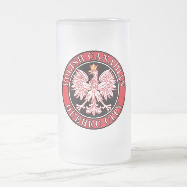 Taza De Cristal Esmerilado Águila canadiense polaca de Quebec (Centro)
