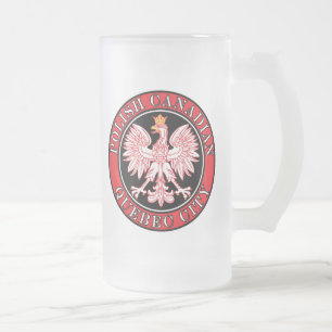Taza De Cristal Esmerilado Águila canadiense polaca de Quebec