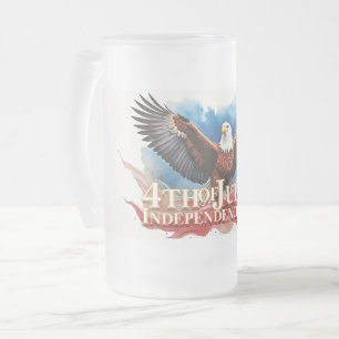 Taza De Cristal Esmerilado Águila del 4 de Julio – Diseño de Arte Patriótico