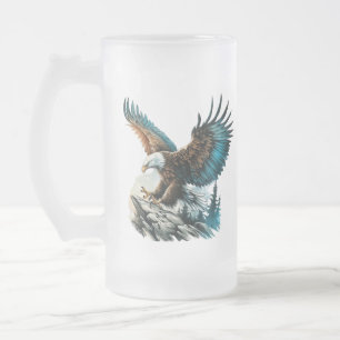 Taza De Cristal Esmerilado Águila en acuarela