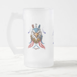 Taza De Cristal Esmerilado Águila Patriótica EE.UU. FAFO Patriotic Mug