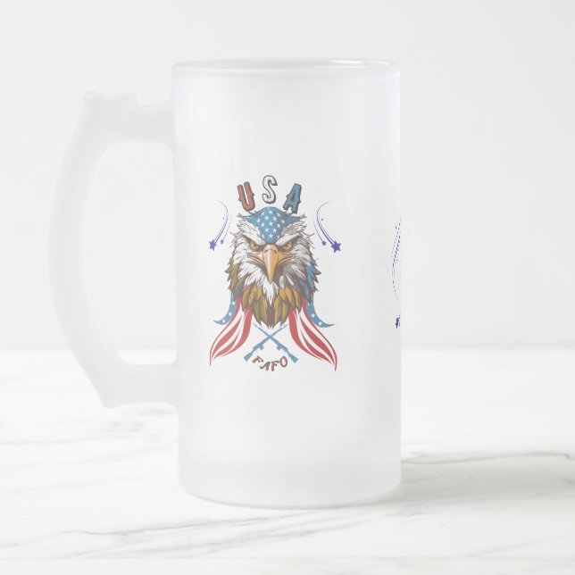 Taza De Cristal Esmerilado Águila Patriótica EE.UU. FAFO Patriotic Mug (Izquierda)