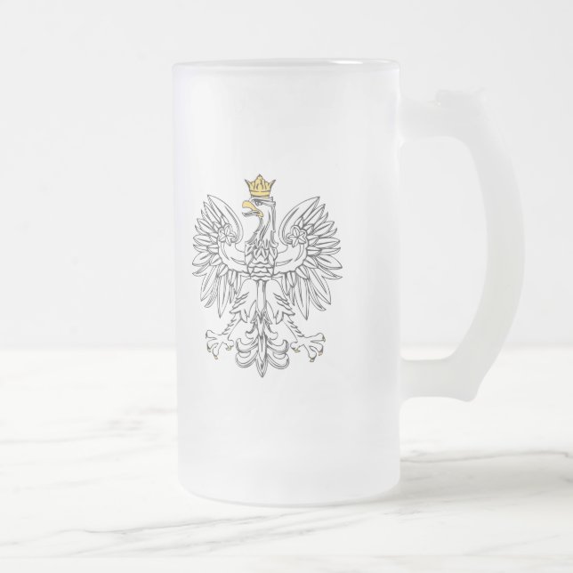 Taza De Cristal Esmerilado Águila polaca con corona de oro (Derecha)