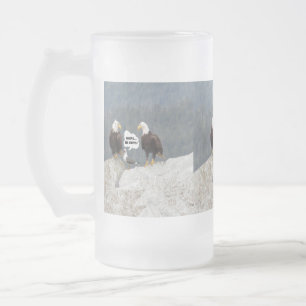 Taza De Cristal Esmerilado Aguilas divertidas y gaviota