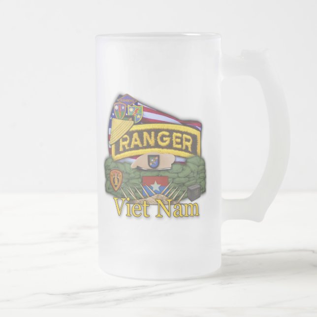 Taza De Cristal Esmerilado airborne rangers vietnam vets beer Mug (Derecha)