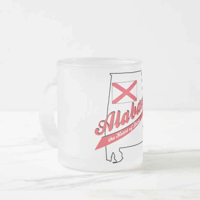 Taza De Cristal Esmerilado Alabama Corazón de Dixie (Anverso izquierdo)