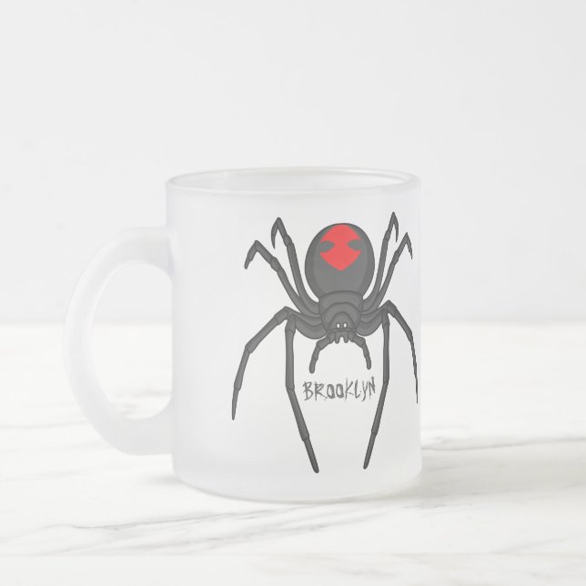 Taza De Cristal Esmerilado Alarmante ilustracion personalizado de araña de vi (Izquierda)