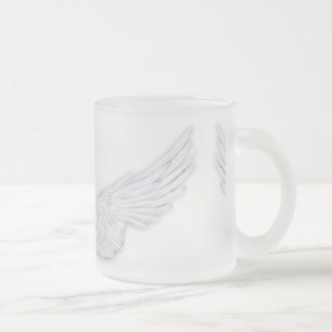 Taza De Cristal Esmerilado Alas del Ángel Blanco caído
