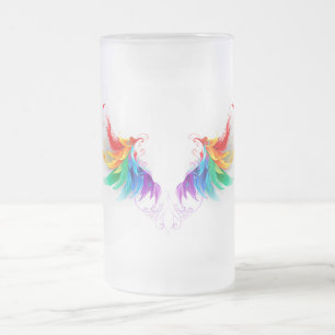 Taza De Cristal Esmerilado Alas del arco iris fluidas
