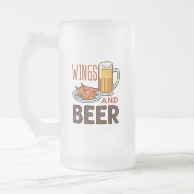 Taza De Cristal Esmerilado Alas y Alas de pollo de Cerveza (Izquierda)