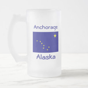 Taza De Cristal Esmerilado Alaska Flag Map City Mug
