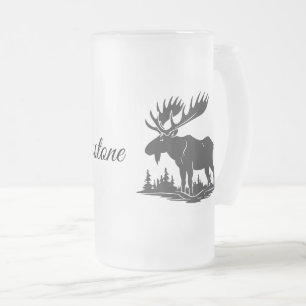 Taza De Cristal Esmerilado Alce de vidrio escarchado