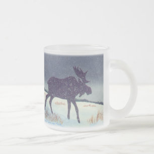 Taza De Cristal Esmerilado Alces Nevado