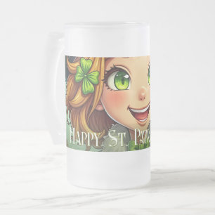 Taza De Cristal Esmerilado Alegre Leprechaun - San Patricio
