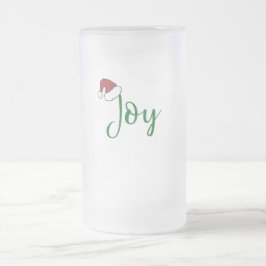 Taza De Cristal Esmerilado Alegría en verde con Santa Hat