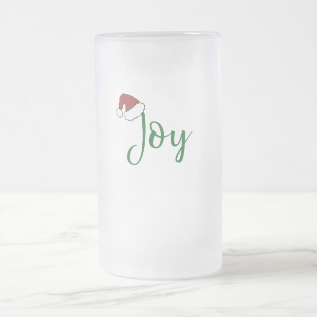 Taza De Cristal Esmerilado Alegría en verde con Santa Hat (Centro)