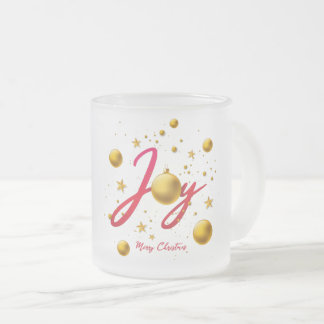 Taza De Cristal Esmerilado Alegría - Feliz Navidad con bolas de oro