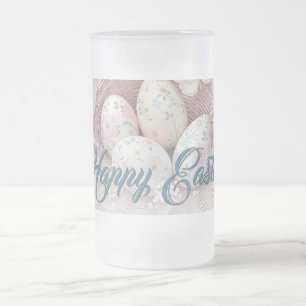 Taza De Cristal Esmerilado Alegría suave de Pascua con motivos florales
