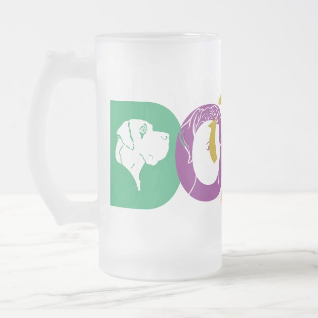Taza De Cristal Esmerilado Alemán: Dogge (Izquierda)